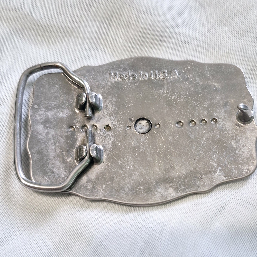 Silver Tone Cowboy Belt Buckle Vintage